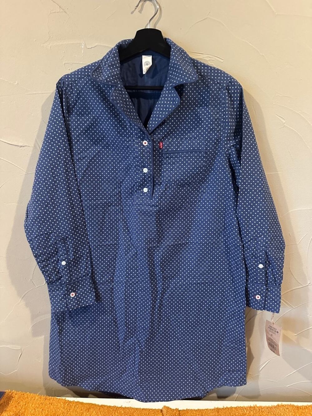 Levi's Navy Blue Polka Dot Popover Nightshirt